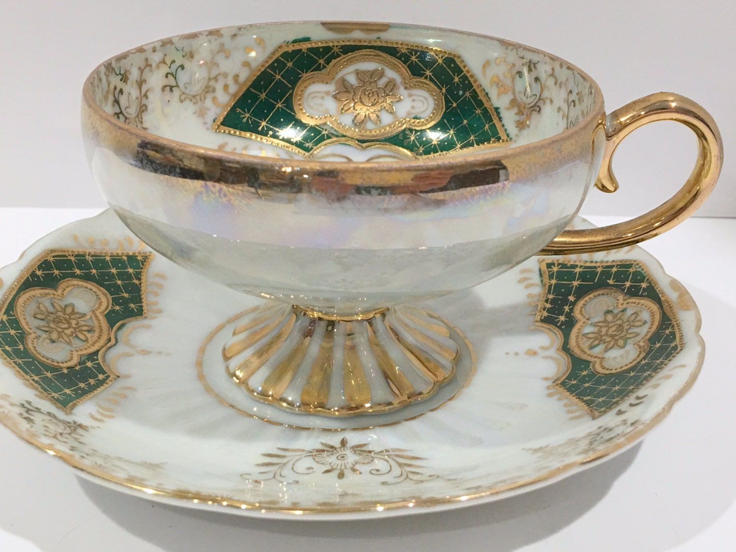 Royal Sealy Iridescent Tea Cup and Saucer Japanese Tea Cups