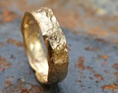 reticulated gold ring, 14k gold wedding band unique promise ring, ring molten surface, unisex wedding ring gold, cool mens wedding band gold
