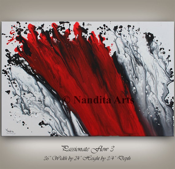 Large Original Red Painting Acrylic Abstract painting WALL