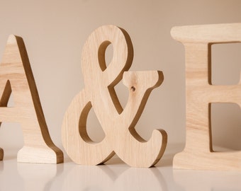 Large Wooden Letters - Personalised Word Letter Name Wedding Sign Mr & Mrs - Oak Wood - Anniversary, Valentine's, Wedding gift