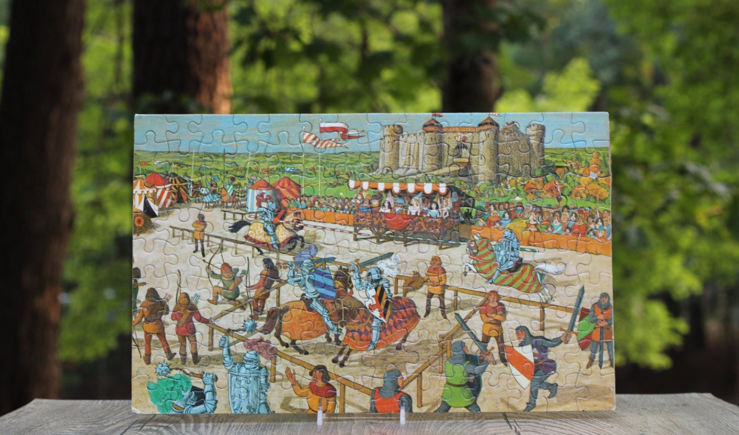 Pair of Completed Medieval Jigsaw Puzzles / Medieval Castle
