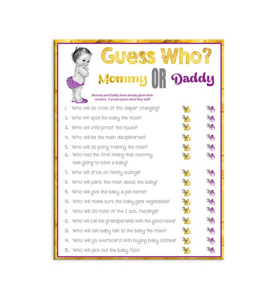 Printable Baby Shower Game Guess Who