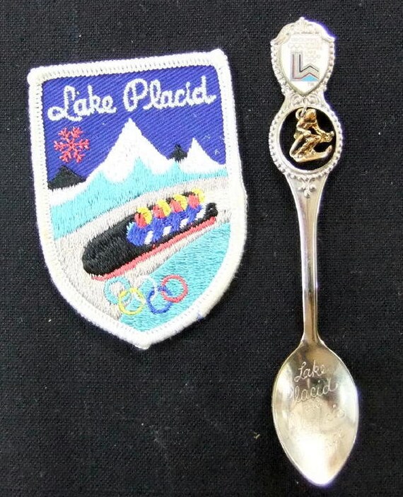 Olympic Lake Placid 1980 Winter Games Souvenir Patch and Spoon