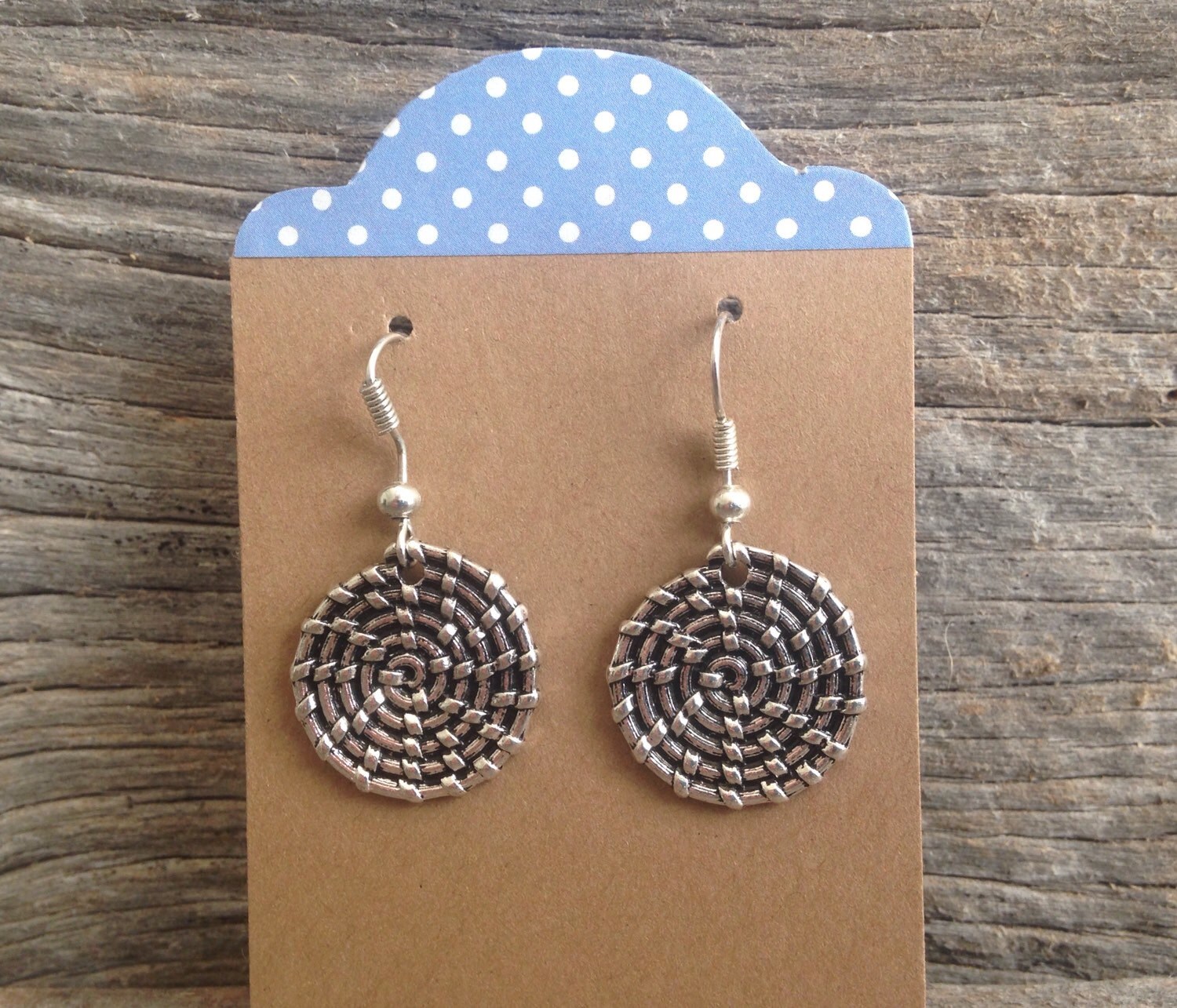 Sweetgrass Basket style Silver fishhook earrings Charleston