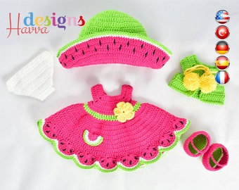 PATTERN - (JUST CLOTHES) Watermelon Dress (crochet, amigurumi)