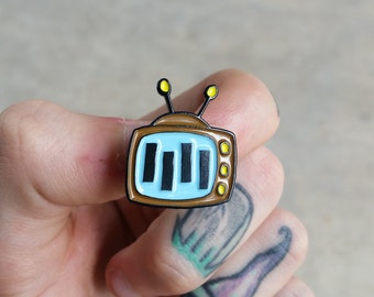 Black Flag TV Party Enamel Pin - Punk Lapel Pin