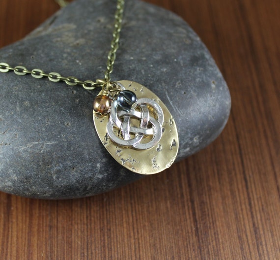 Outlander Inspired Mixed metal Celtic knot pendant necklace