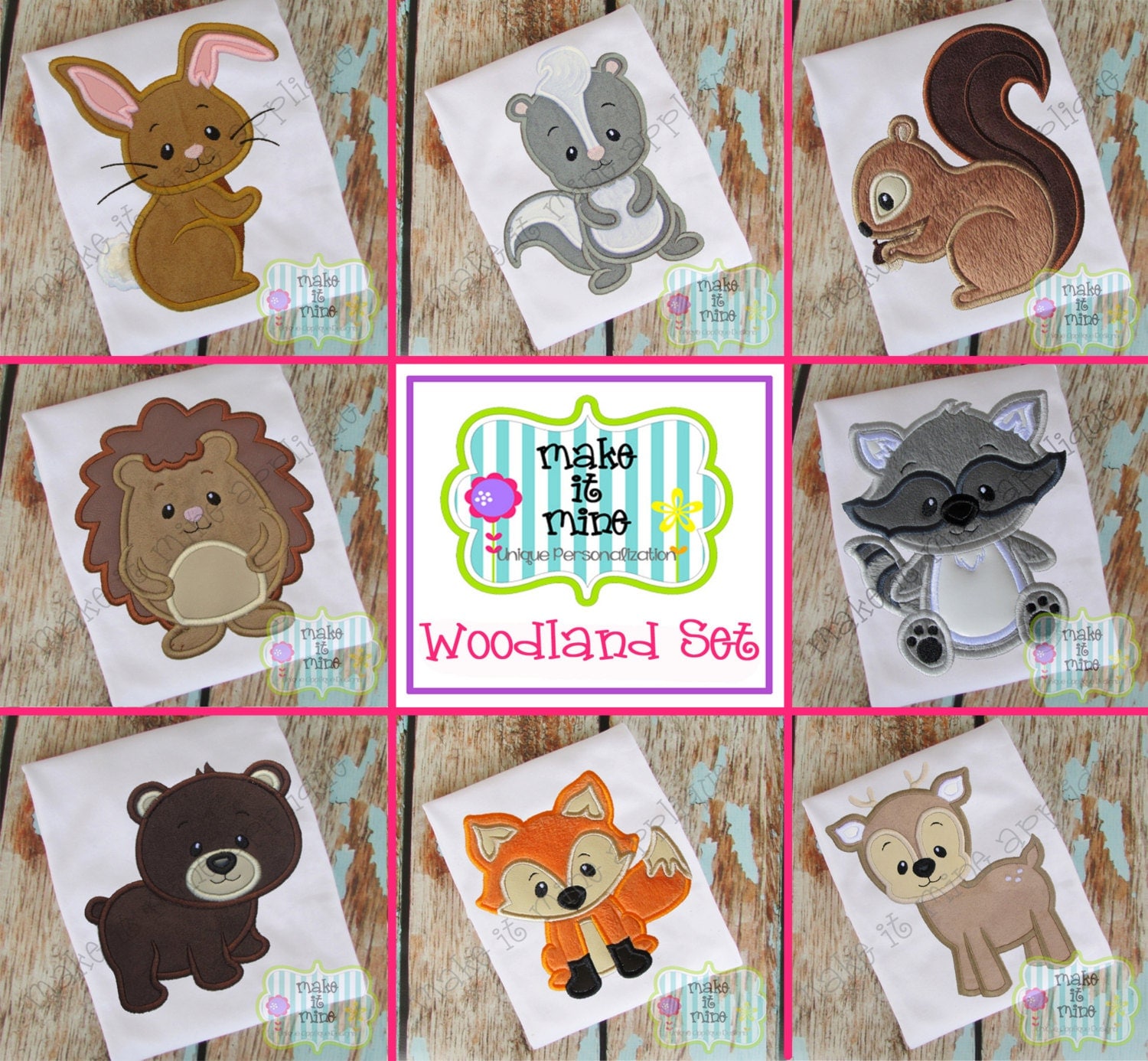 Applique Woodland Animal Set Machine Applique Design