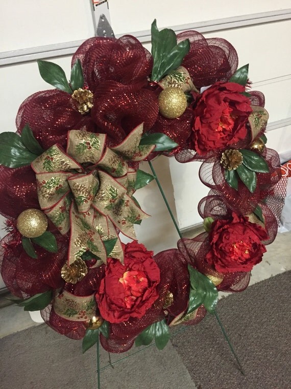 Items similar to Extra Large Holiday Deco Mesh Wreath PICK UP ONLY on