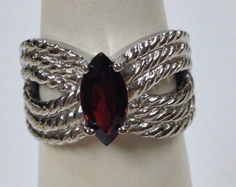 Natural Garnet Ring 925 Sterling Silver