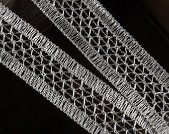 1-1/2" Metallic SILVER Braid Trim by 2-yards, MAY-DN6758