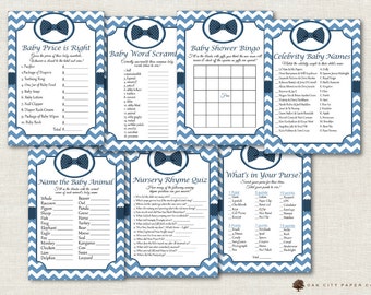 Bow Tie Baby Shower Games - Bow Tie Shower Game, Bow Tie Game, Little Man Game, Blue, Bow Tie Baby Shower, Boy Baby Shower - Printable, DIY