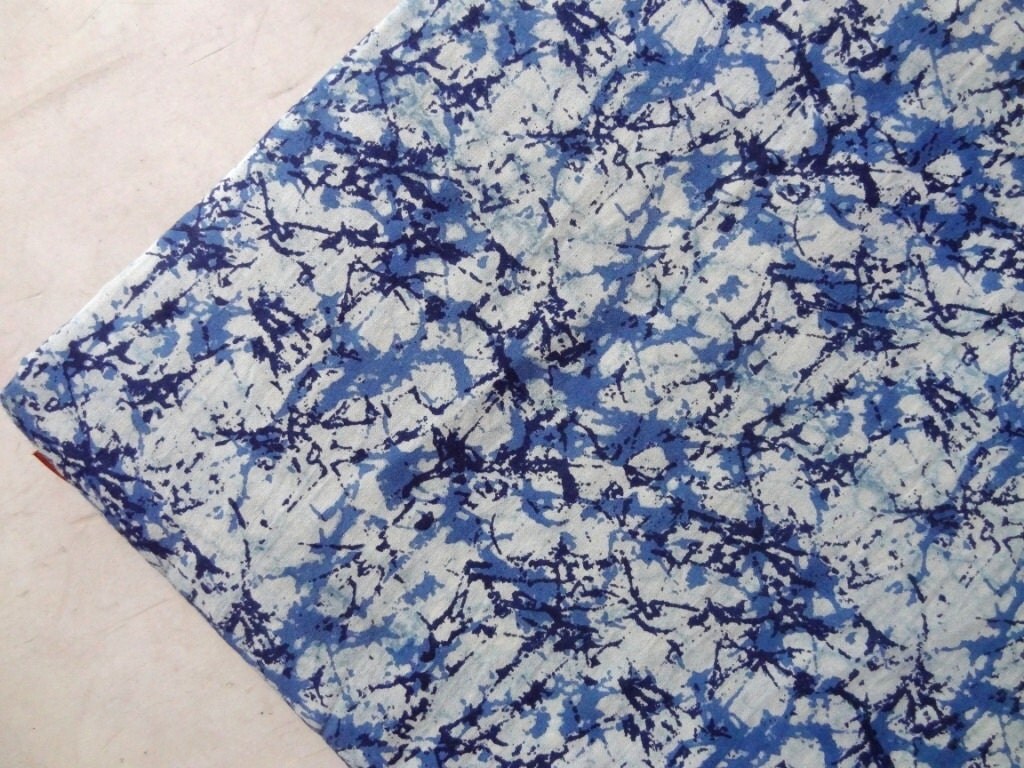 Indigo Marble print, fabric by yard, womens clothing, Tie Dye, Batik