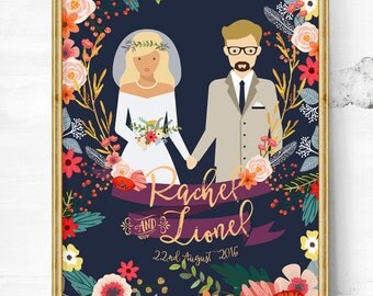 Unique wedding gift - Wedding gift ideas - Gift for her - Wedding illustration - Wedding portrait - Wedding gift - Couple portrait