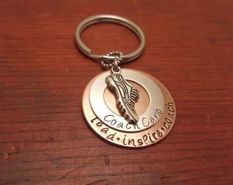 Hand stamped track/cross country coach's key chain with saying. "lead, inspire, coach"-coach gift-coach-track gift-cross country gift