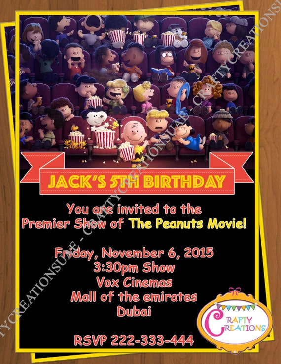 Items similar to Peanuts Movie Invitation PEANUTS SNOOPY Birthday