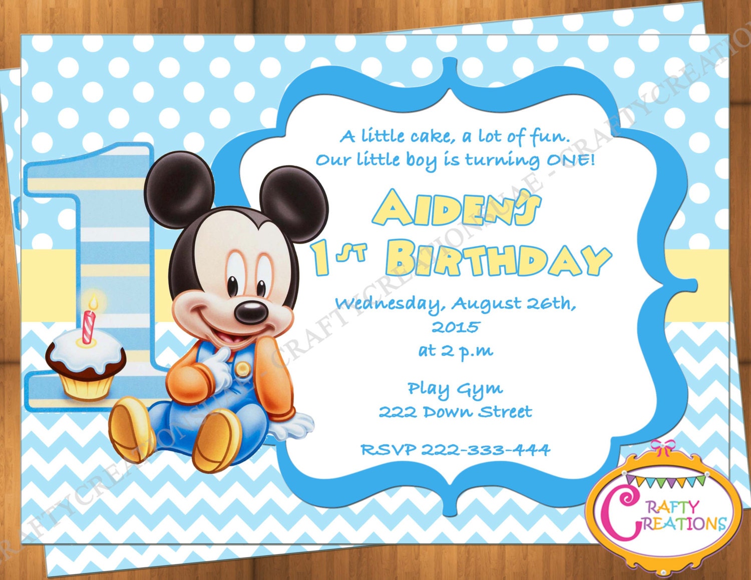 Baby Mickey First Birthday Invitations 2