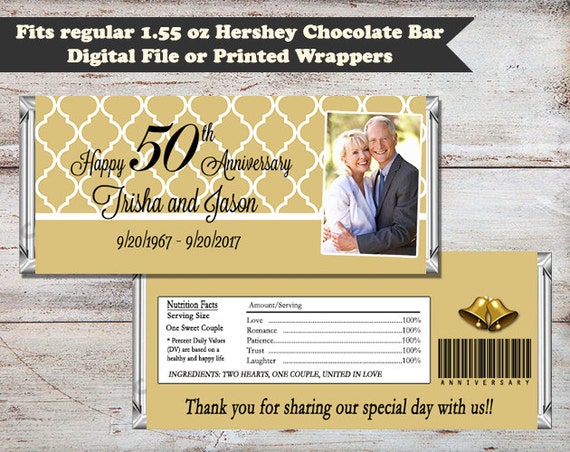 50th Wedding Anniversary Candy Bar Wrapper Anniversary Candy