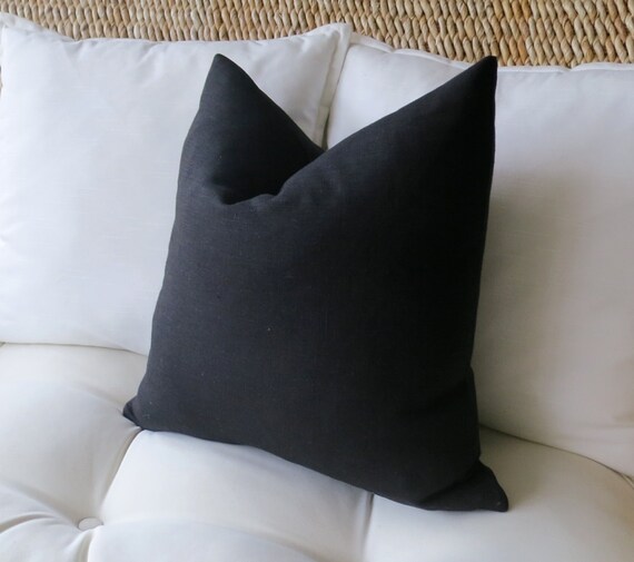 line cover pillow zipper Euro Cover Pillow Solid Cover Black Pillow Linen Sham