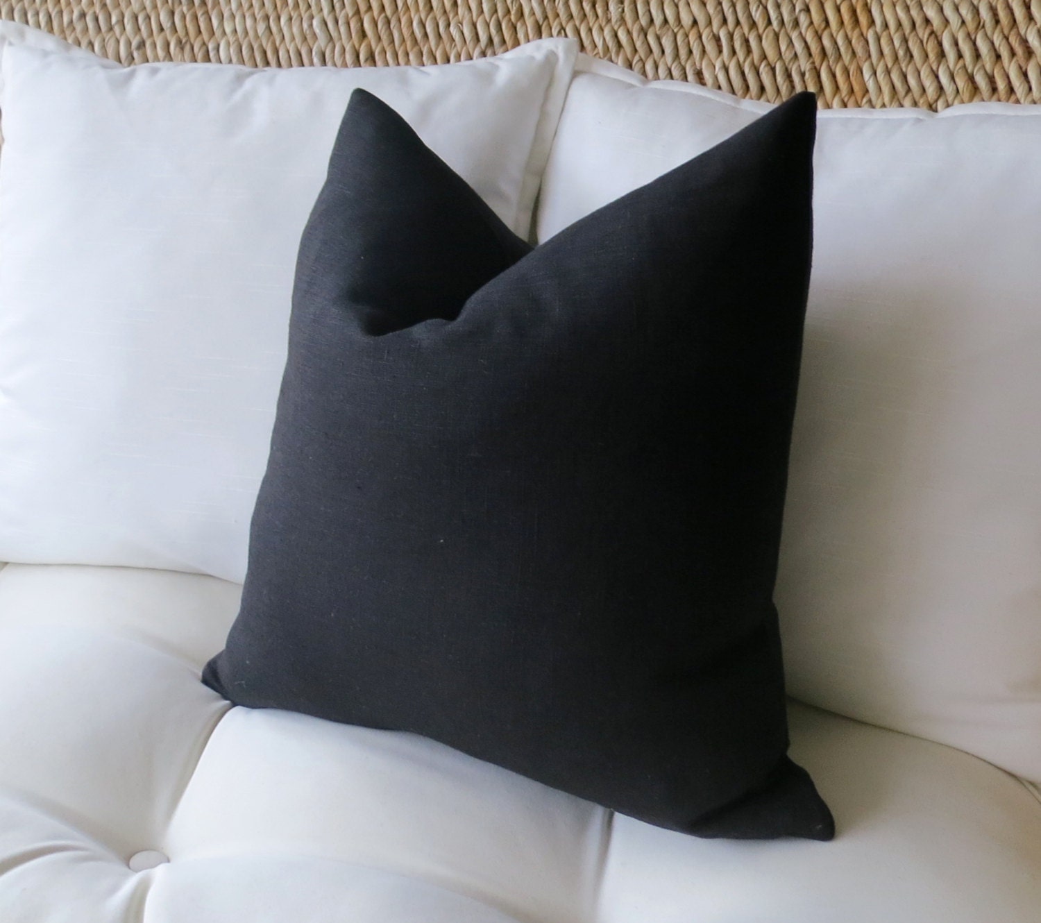 Black Linen Pillow Cover Solid Pillow Cover Euro Sham
