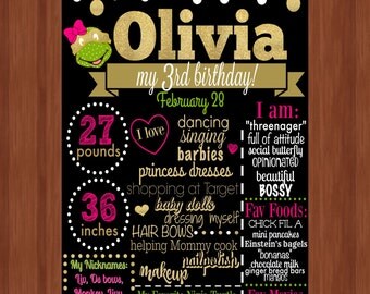 Girl Ninja Turtle Chalkboard Poster - Pink - Gold - 3rd Birthday Chalkboard - Girl Ninja Turtles - Ninja Turtle with Bow - Glitter