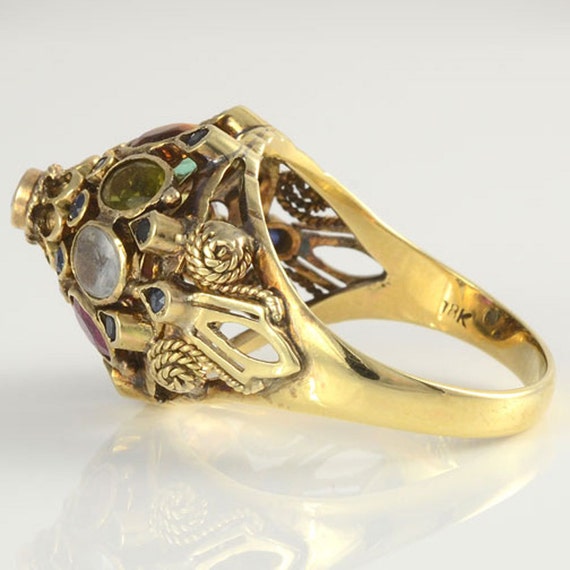 Vintage 1960s 18K Gold Multi Gemstone Thai Princess Ring