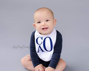 Monogrammed Boys Bib - Baby Boy Shower Gift - Boys Bib - White Bib - ANY COLOR THREAD
