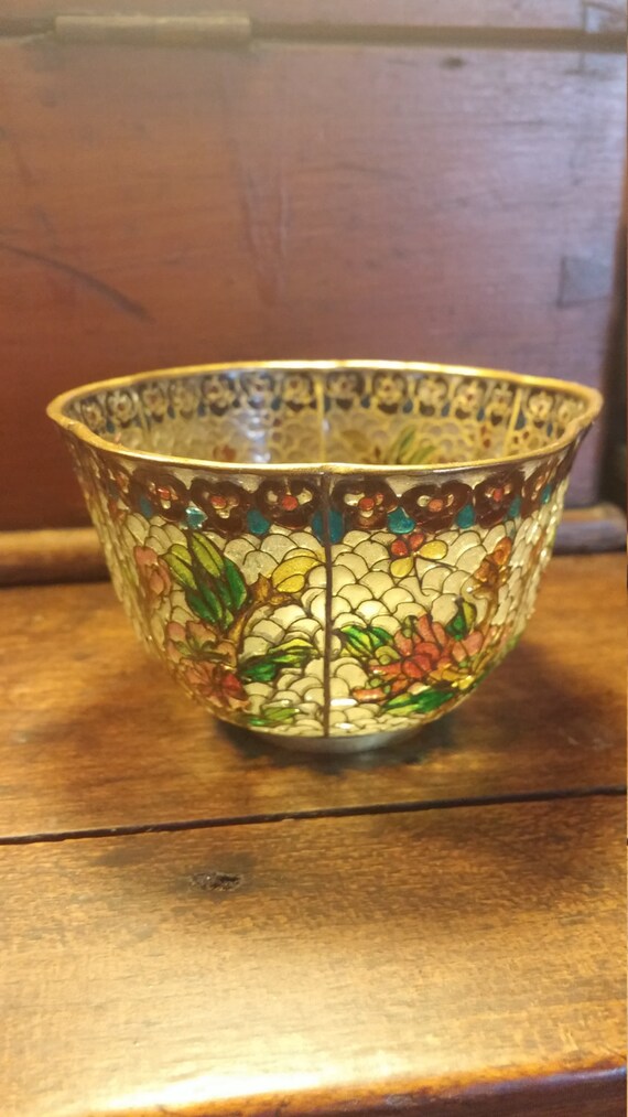 Decorative Chinese Bowl Cloisonne Plique a Jour Vintage Home