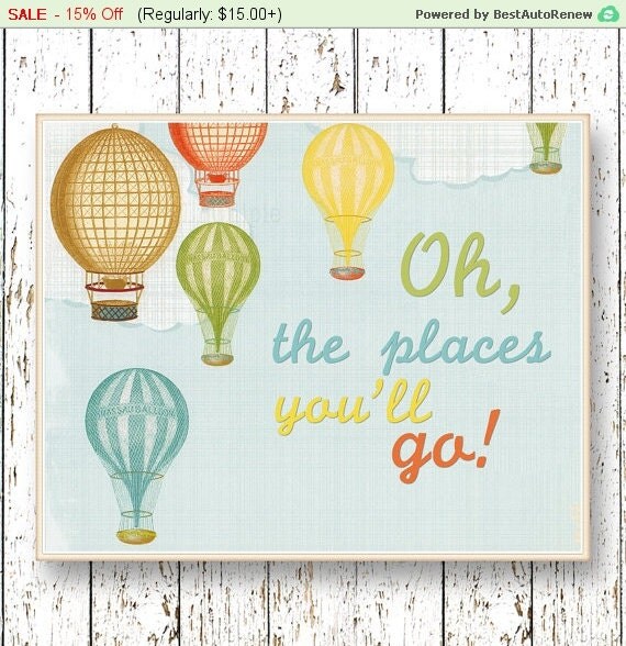 Oh the Places you'll Go Dr Seuss Hot air balloon by LilChipie