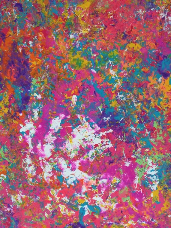 Neon Abstract Canvas XL Neon Splatter Art Pink Neon by ResemblesMe