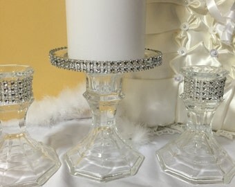 unity candle holder - unity candle - wedding centerpiece - ceremony - candle holer - bling wedding - rhinestone