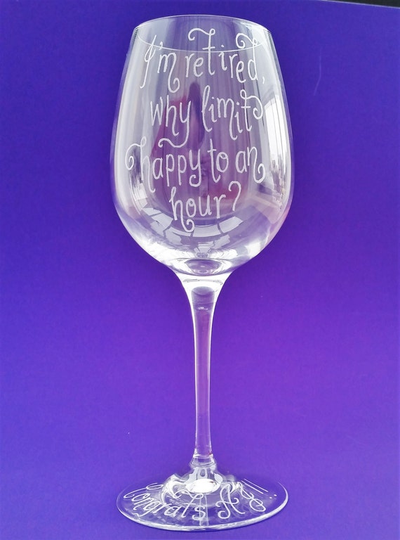 Personalised Retirement Wine Glass hand engraved with