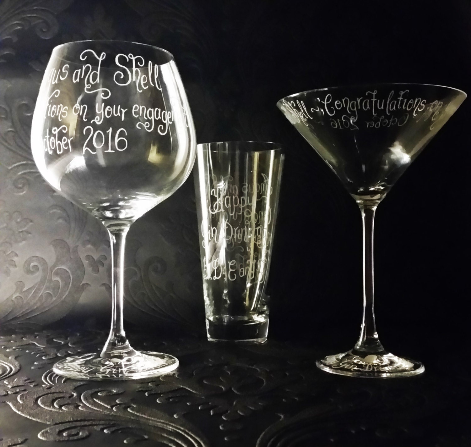 Personalised Gin Glasses Hand Engraved Dartington Crystal