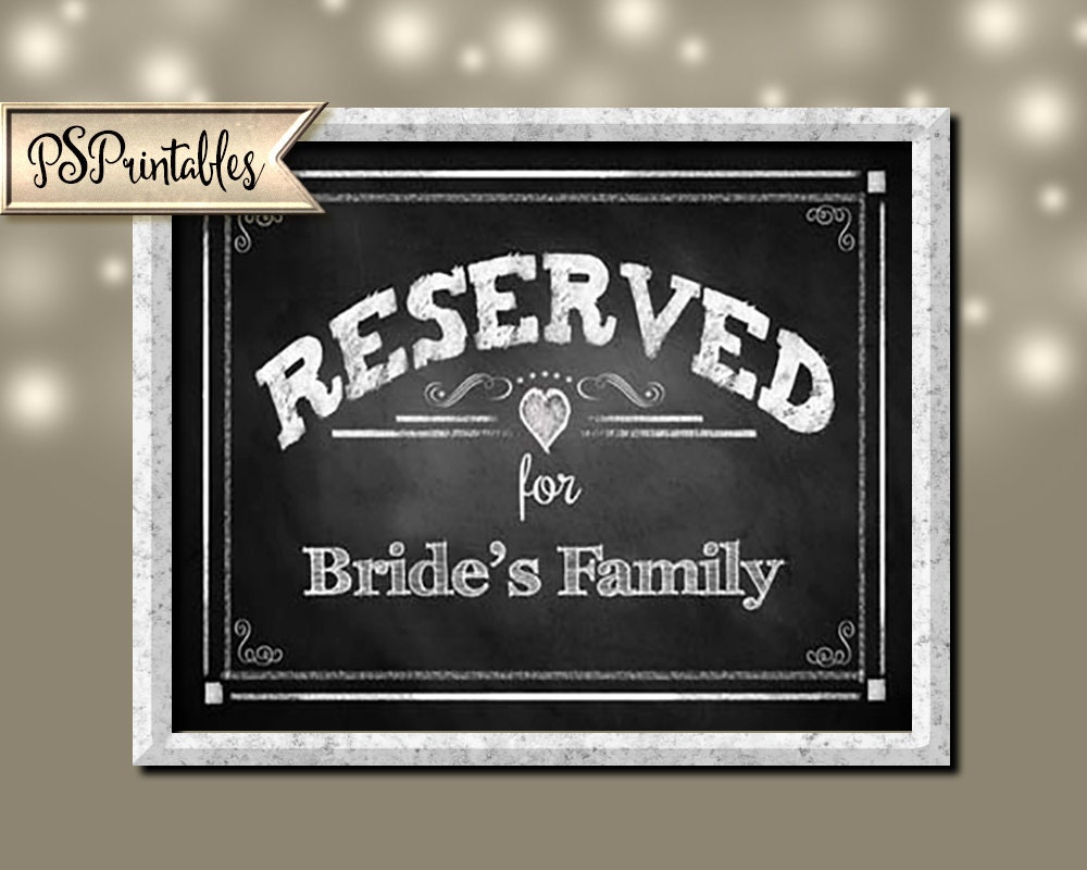 DIY Editable Chalkboard Style RESERVED signs Rustic