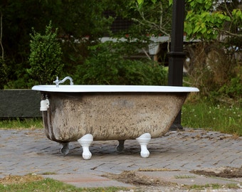 1940's Refinished Sitz Bathtub Cast Iron Brass by readytore