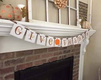 Thanksgiving Decor • Give Thanks Banner • Thanksgiving banner • Thanksgiving Garland • Fall Decor • Gift for Her • Fall Banner • pumpkin