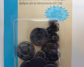 Dritz 3/4" Anorak Snaps- Brushed Black Oxy- pkg of 6