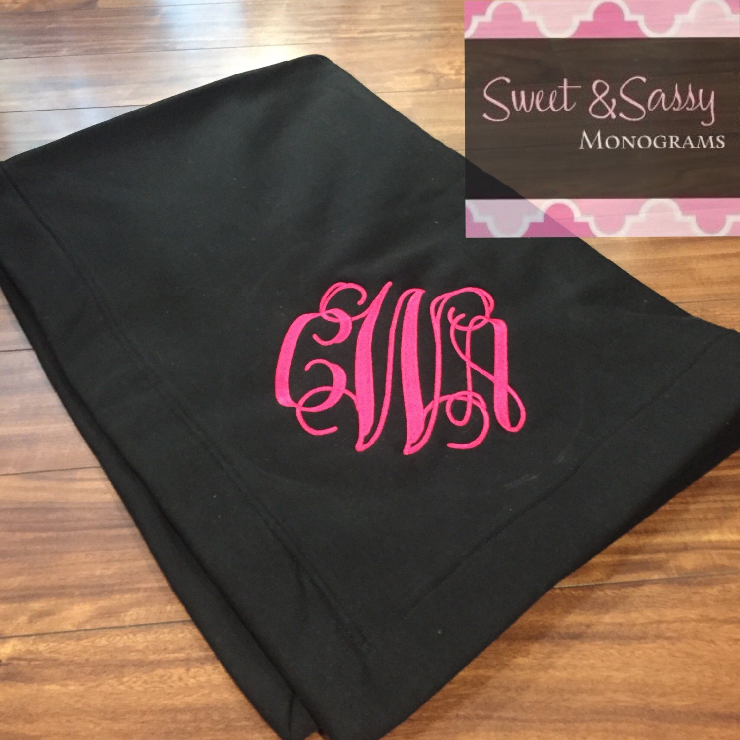 Embroidered Monogram Sherpa Blanket | GiftsForYouNow