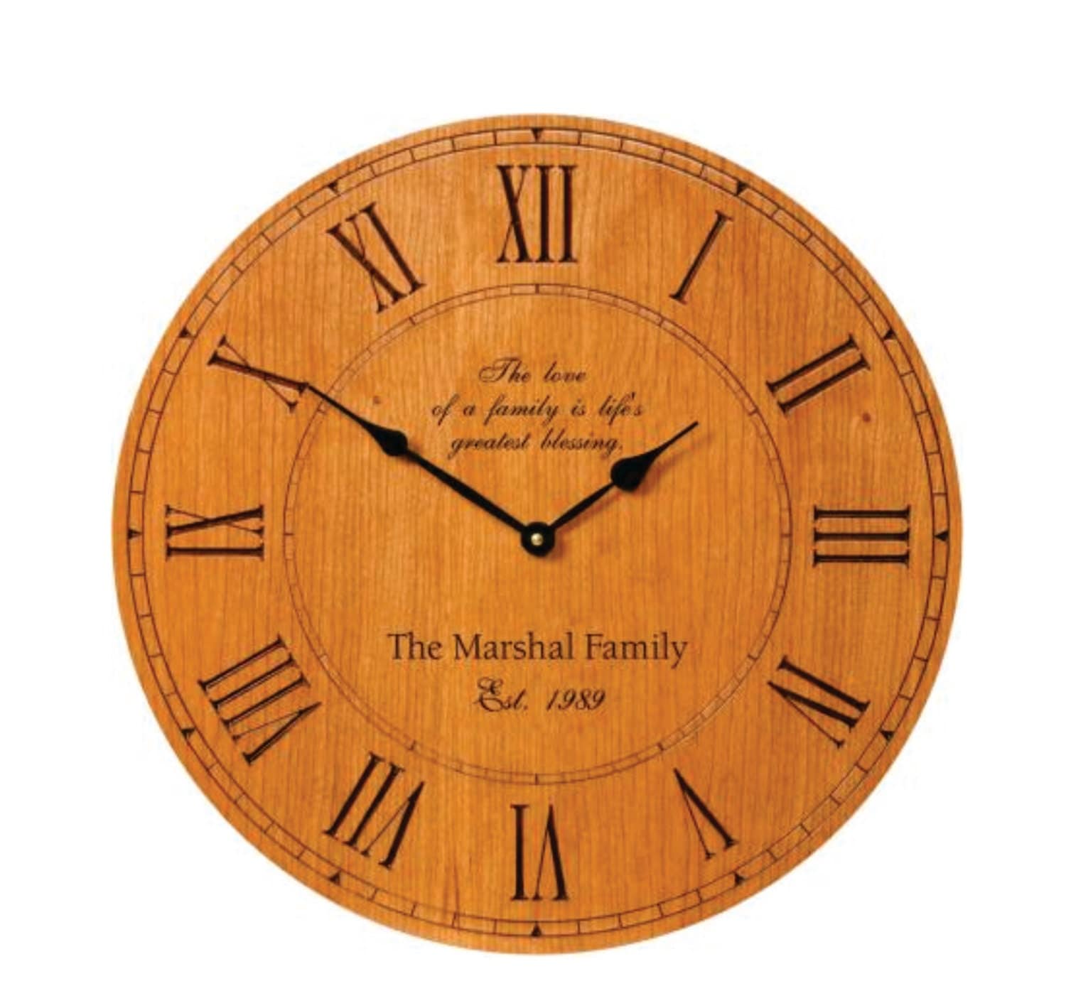 Custom Engraved Clock Personalized Wood Clock Wedding Gift