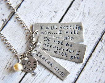 Bible Verse Jewelry - Custom Baptism Necklace - Isaiah 41 10 - Do Not Be Afraid - Inspirational Jewelry - Personalized Scripture Necklace