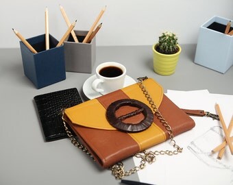 Exclusive clutch made of genuine leather "Europe"