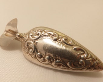 Large Sterling Silver Flower Bud Vase Vintage Brooch