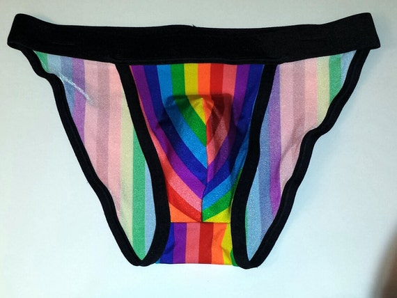 Men's Bikini Brief Rainbow Stripes 1/2 Wide