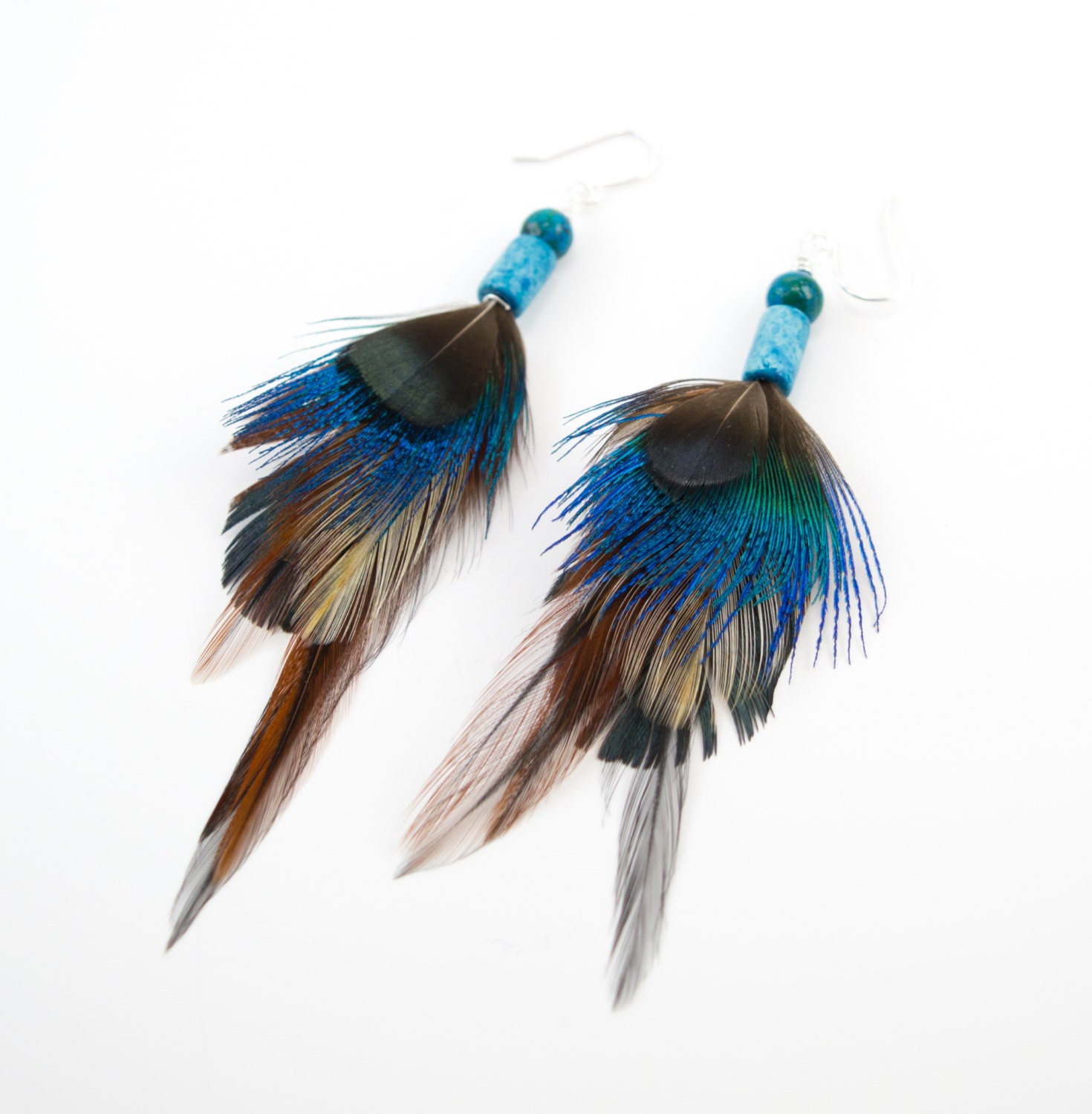 Peacock Feather Earrings Real Feather Earrings Boho 5891