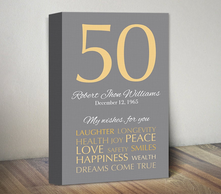 50th Birthday Canvas Print. Personalized 50th Birthday Gift