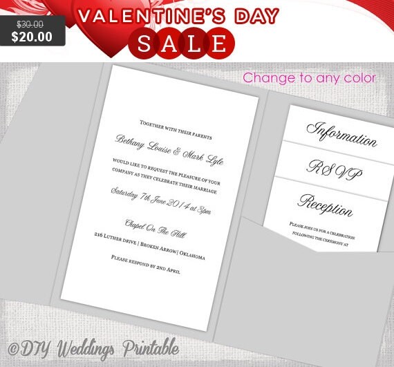 Pocket Wedding Invitations Template DIY by diyweddingsprintable