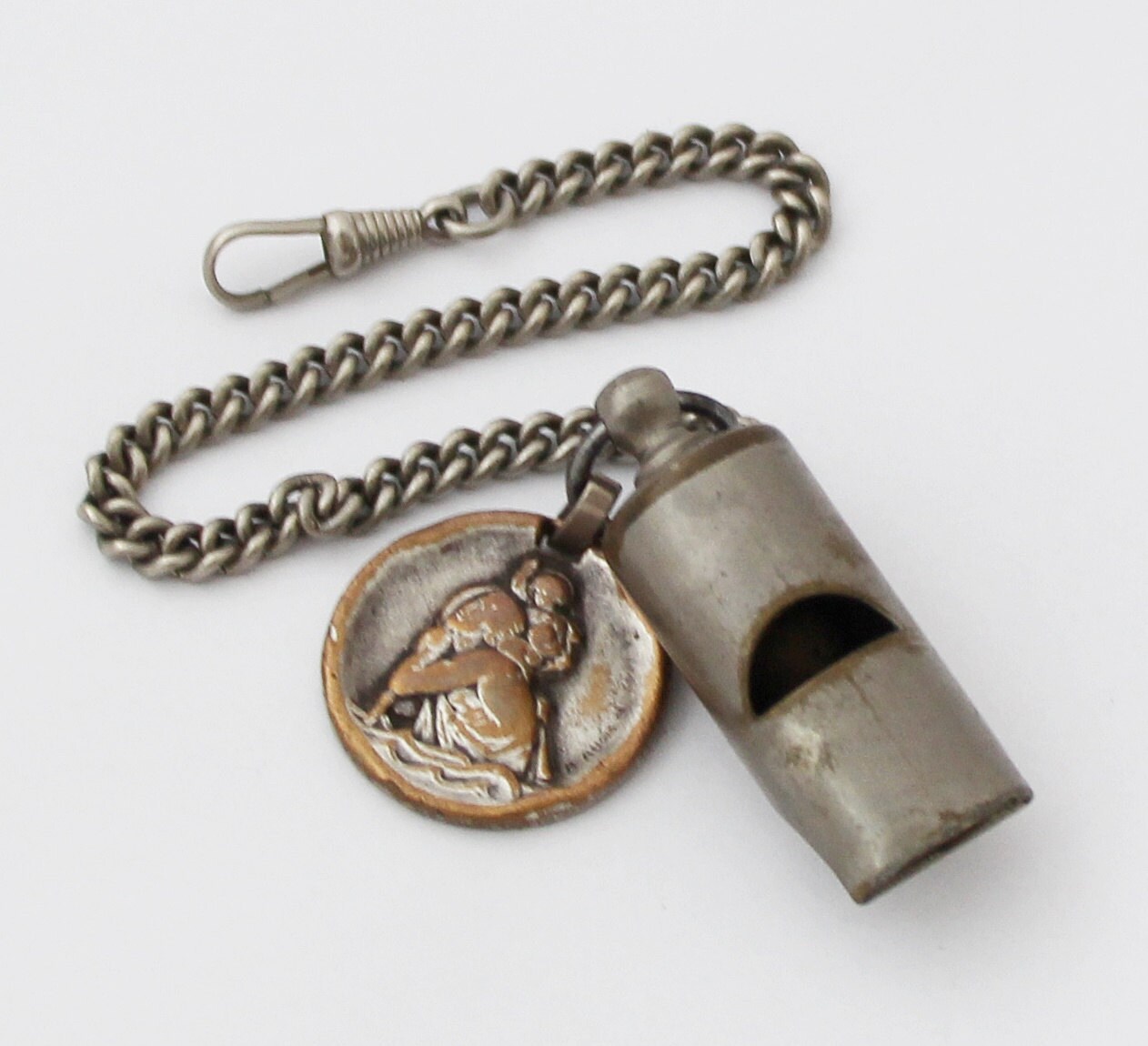 1930s French Round Whistle with Pocket Watch Chain St