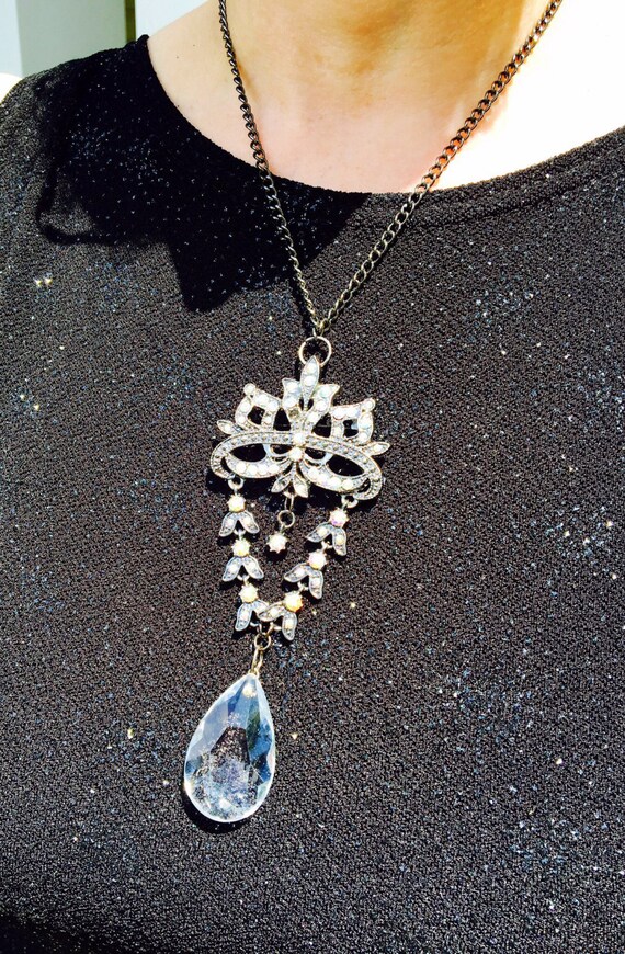 Rhinestone & Crystal Statement Necklace by TiaMariaDesigns on Etsy
