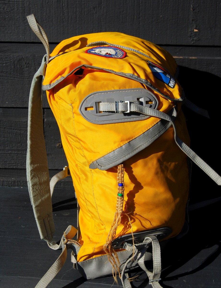 Vintage Sacs Millet backpack 60's Yellow by SurfandtheCity on Etsy