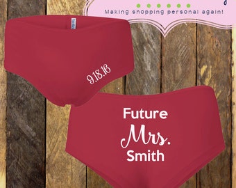 Bride Underwear, future mrs. boy shorts, bridal underwear, bachelorette underwear, bride undies, bridal shower gift, engagment gift